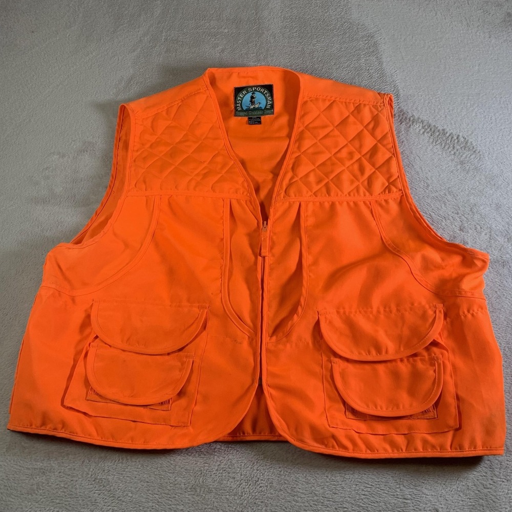Master Sportsman Vest Mens 3XL Orange Quilted Hunting Outdoor‎ Pockets Canvas